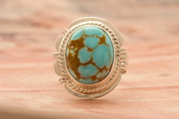 Genuine Number 8 Mine Turquoise Sterling Silver Navajo Ring